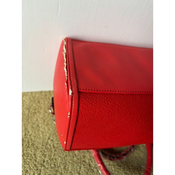 Damaged Defective Peeling Red Calvin Klein Satchel Bowling Bag *missing strap - Picture 5 of 13
